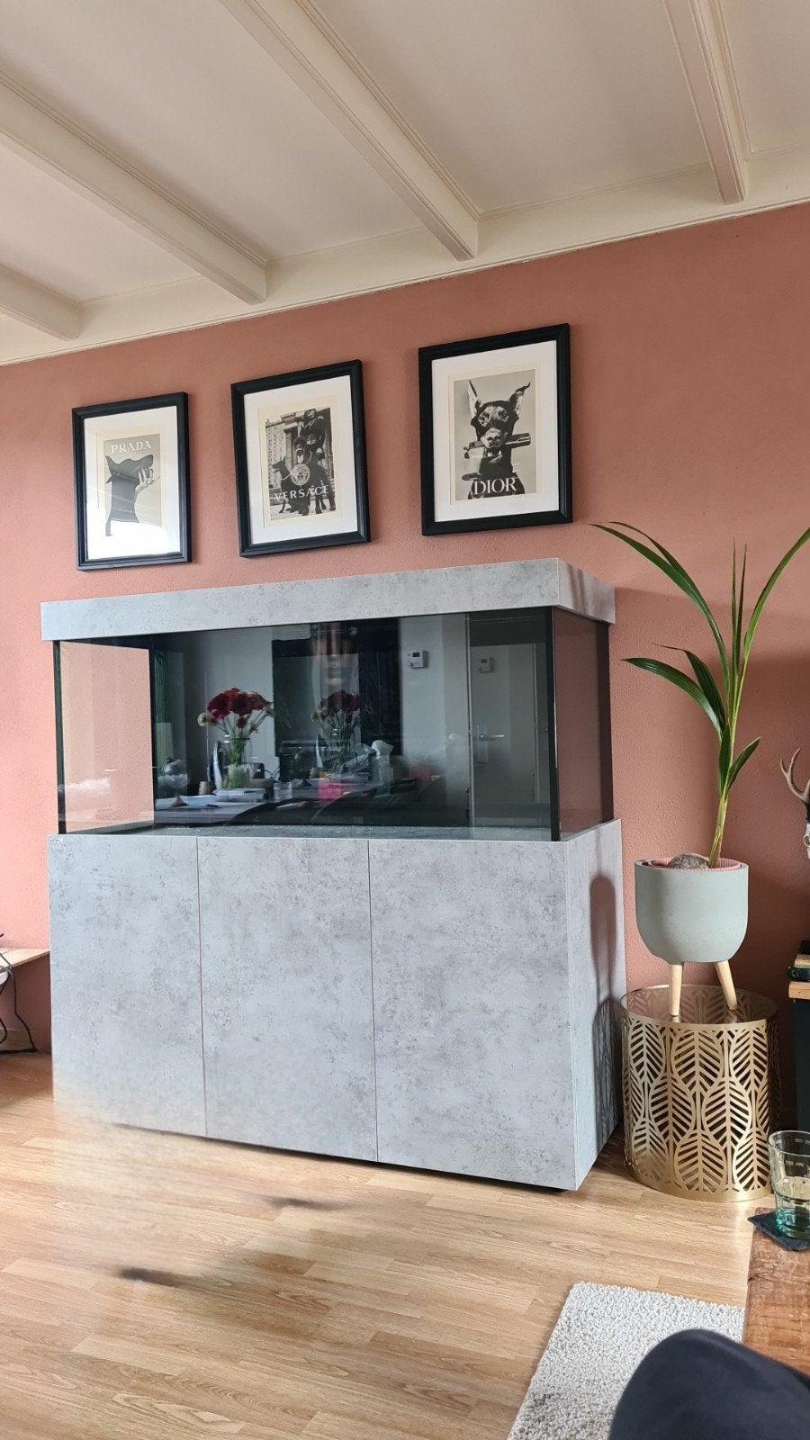 Aqualife ModernLine 150 cm betonlook (geen sump), Dieren en Toebehoren, Ophalen, Inclusief deksel, Zo goed als nieuw, Leeg aquarium