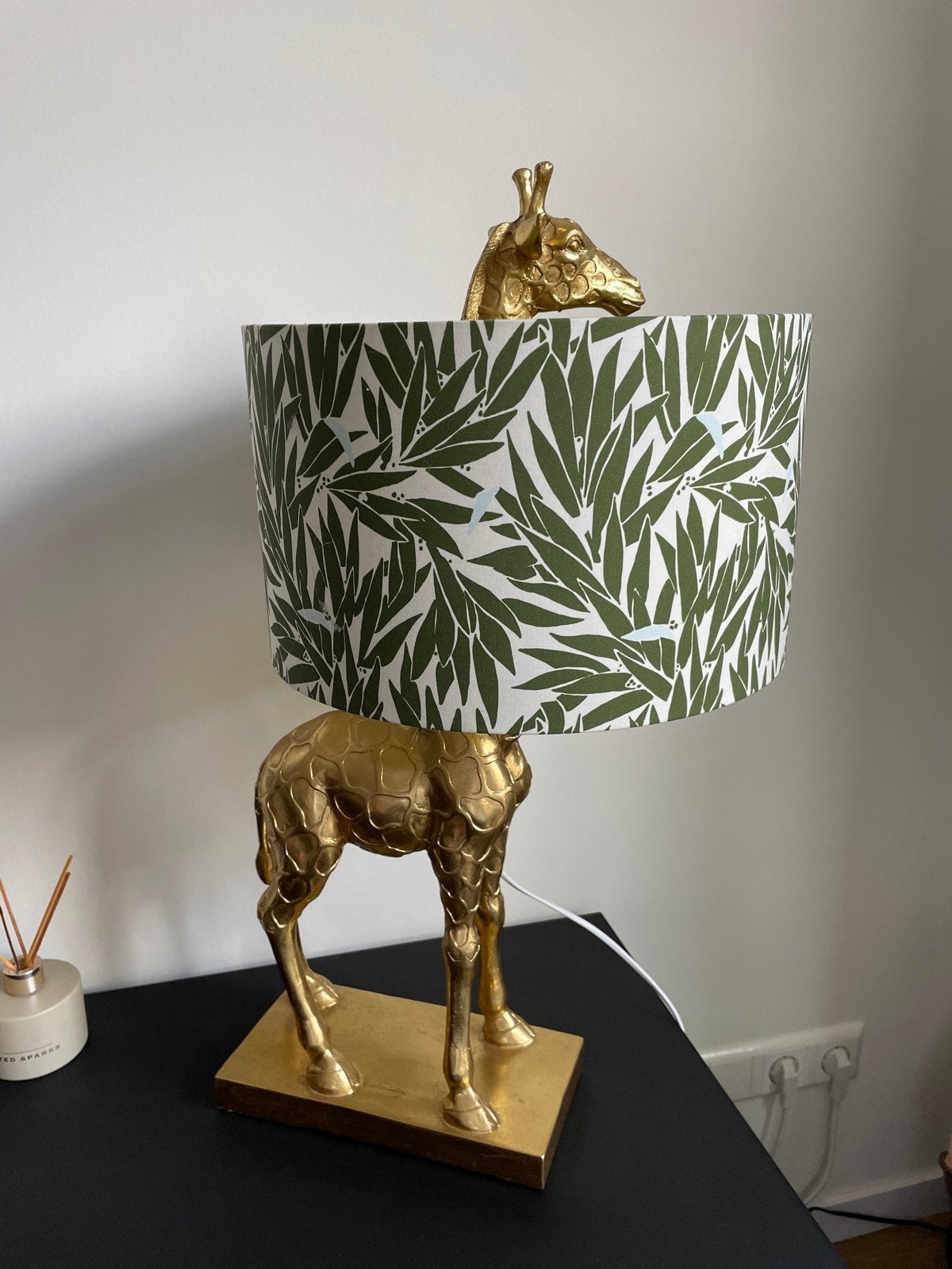 Gouden Giraffe Tafellamp met Bladeren Kap, Overige merken, Zo goed als nieuw, Goud, Modern