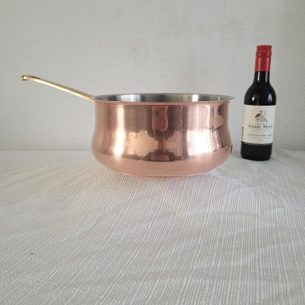 Koperen pan steelpan sauspan hapjespan, Huis en Inrichting, Keuken | Potten en Pannen, Ophalen of Verzenden, Zo goed als nieuw