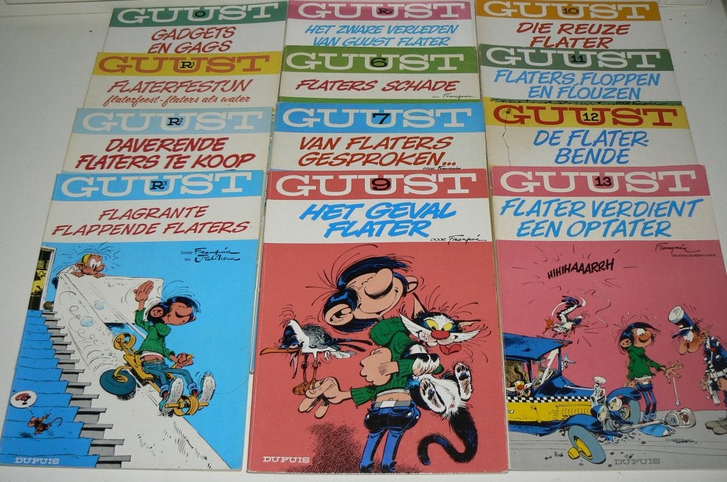 Verzameling van 11 Guust Flater albums. Ook losse verkoop., Meerdere stripboeken, Ophalen of Verzenden, Zo goed als nieuw, André Franquin