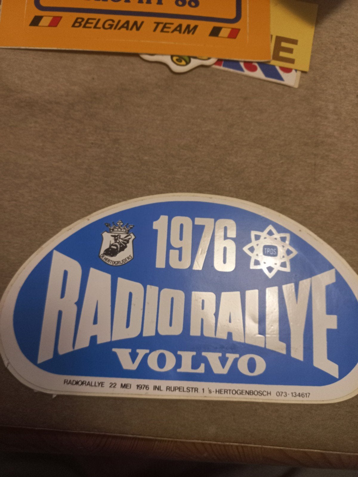 Vintage 1976 Radio Rallye Volvo Sticker 's-Hertogenbosch, Verzamelen, Ophalen of Verzenden