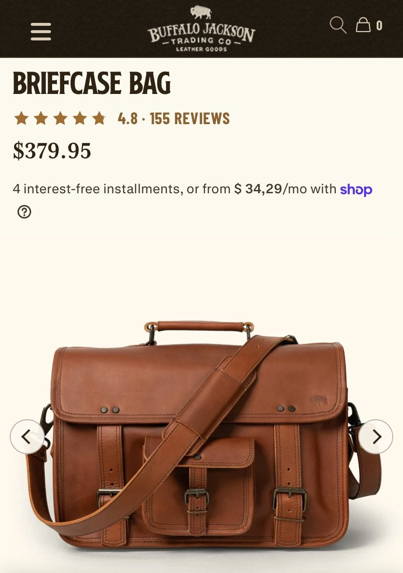 Buffalo Jackson Roosevelt leren aktetas, Meerdere vakken, Gebruikt, Bruin, 17 inch of meer