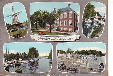 Ansichtkaart 	Langweer	5-luik	Molen, Verzenden, 1960 tot 1980, Ongelopen, Friesland