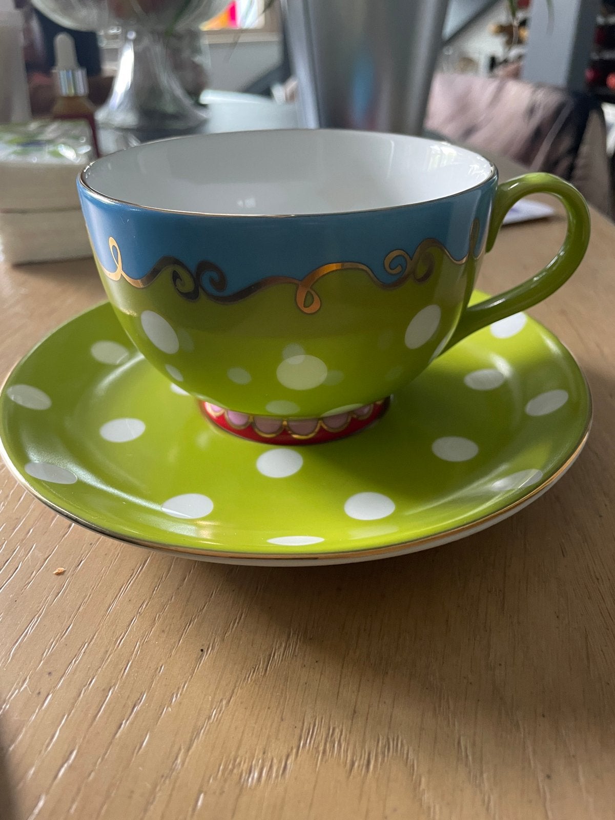 Oilily cappuccino kop en schotel diverse kleuren, Ophalen, Zo goed als nieuw, Porselein