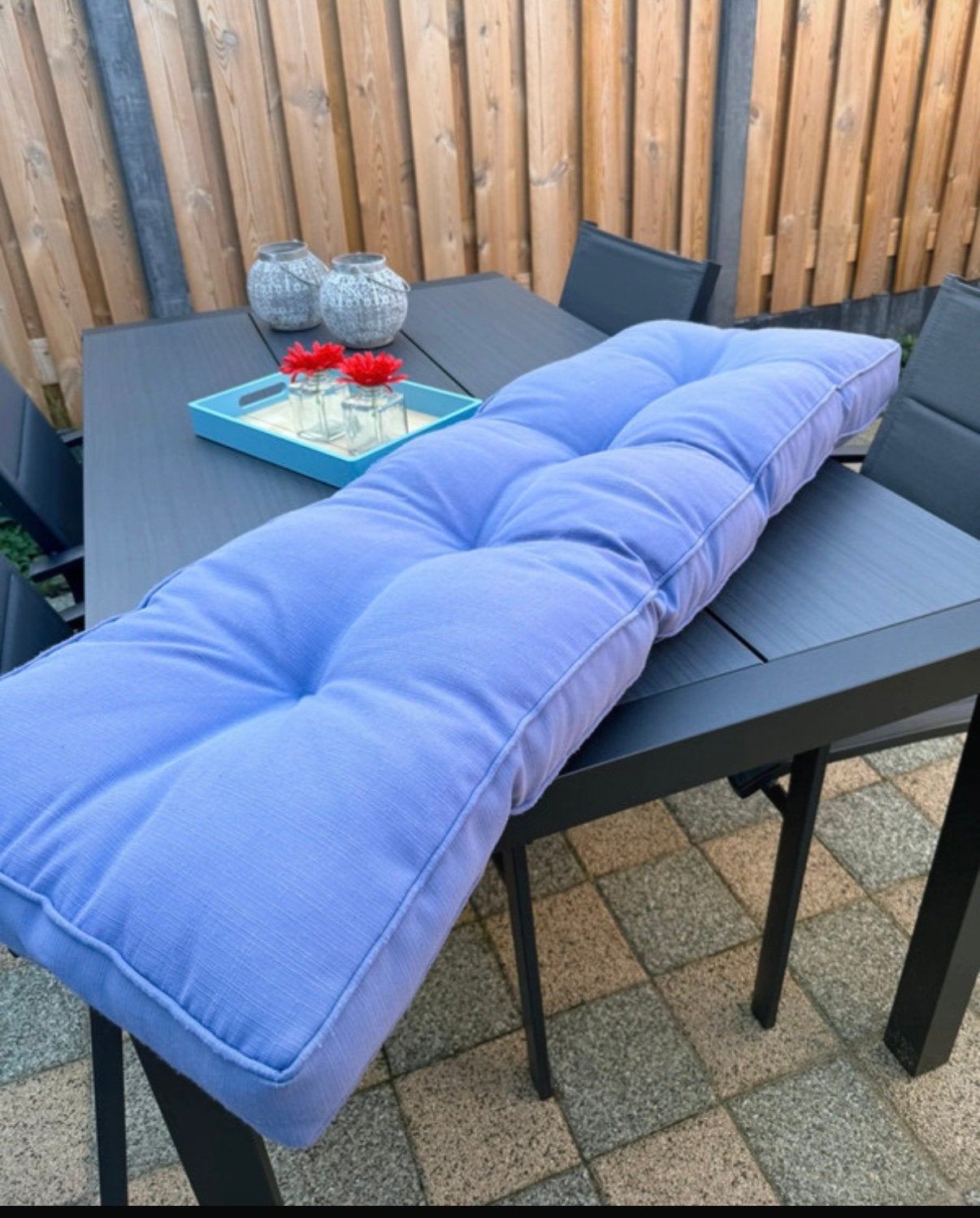 tuinkussen Hartman, afmeting 120x40x12 cm lila/paars/blauw, Tuin en Terras, Tuinmeubel-accessoires, Ophalen of Verzenden, Gebruikt