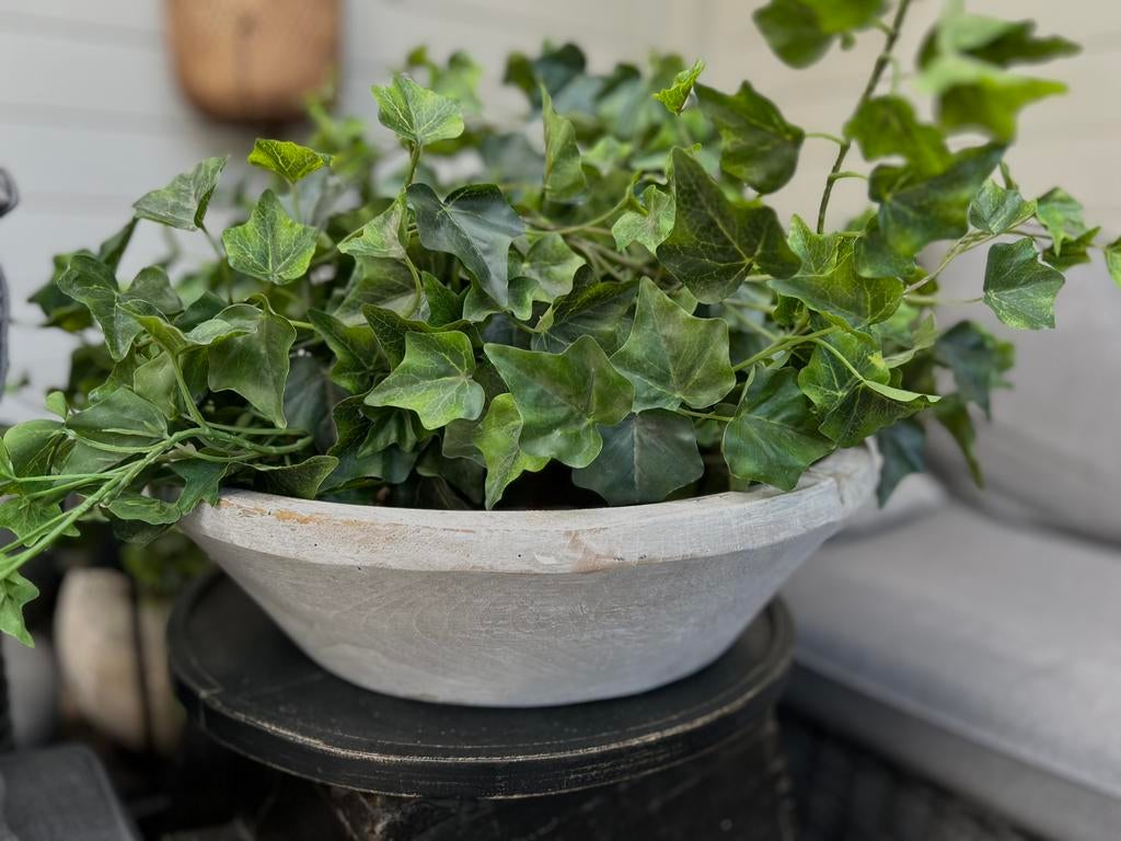 Grote zware white-wash houten schaal bohemian ibiza, Ophalen of Verzenden, Zo goed als nieuw, Rond, Hout