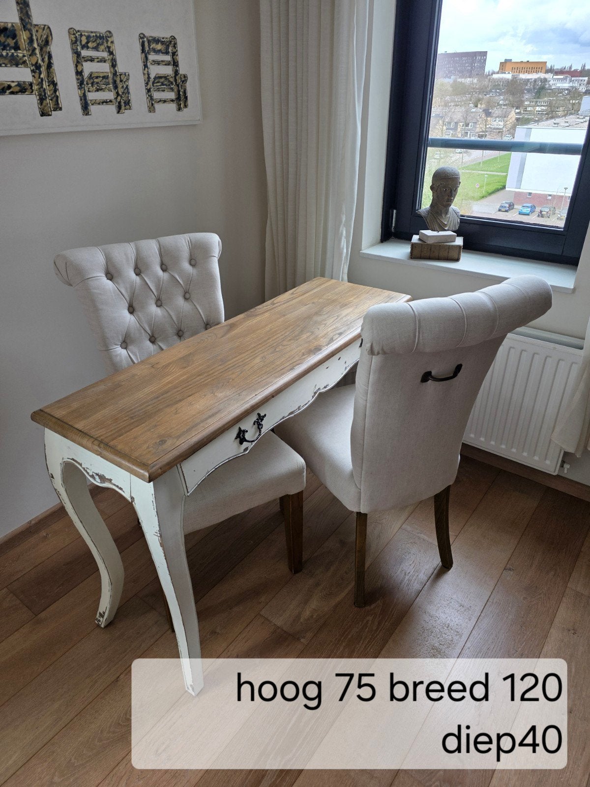 Sidetable met 2 stoelen - Riviera Maison stijl, Huis en Inrichting, Ophalen, Gebruikt, Overige materialen, 100 tot 150 cm