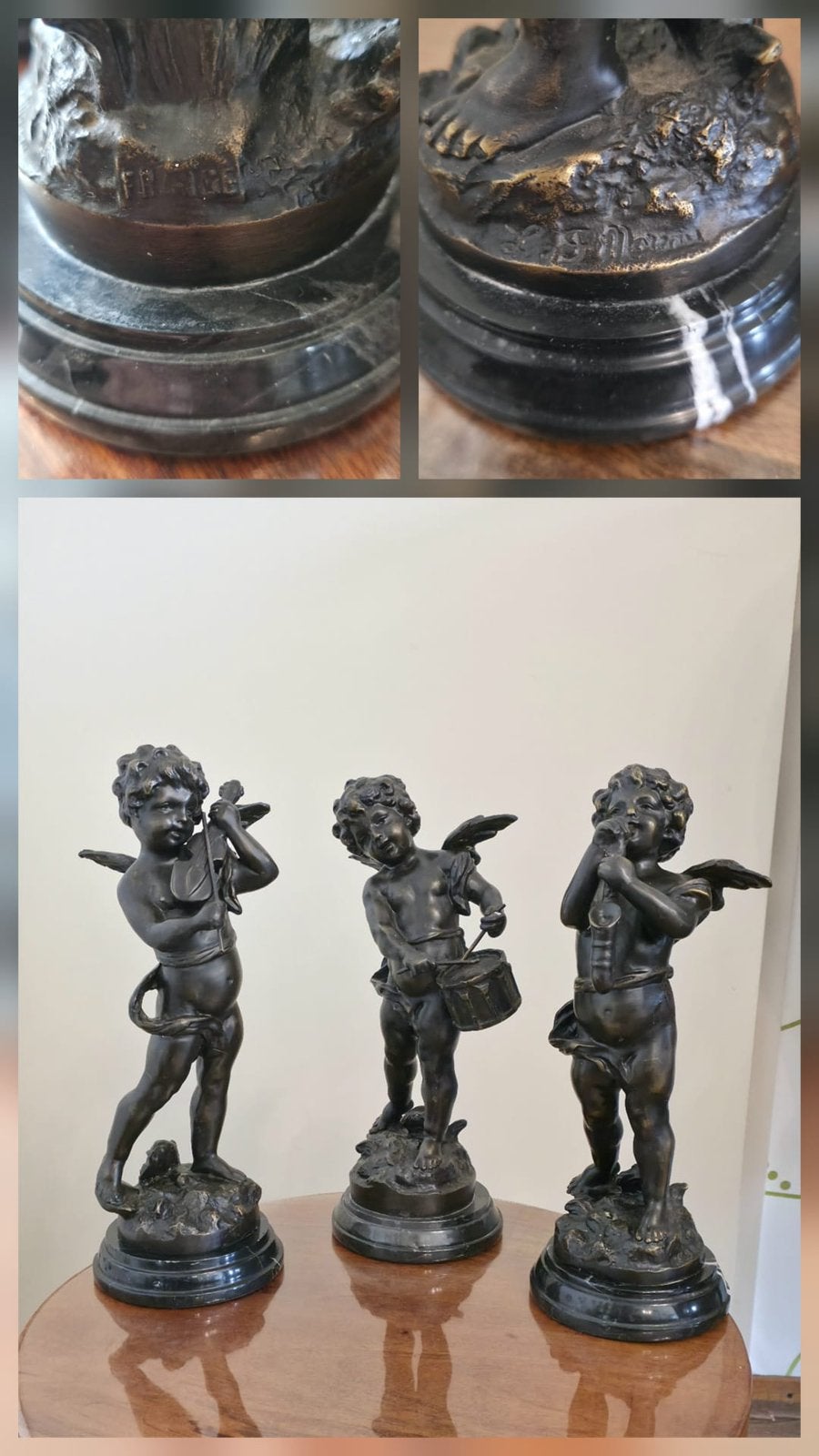 bronzen beelden van muzikale cherubijnen(ophalen), Verzamelen, Ophalen, Zo goed als nieuw, Dier