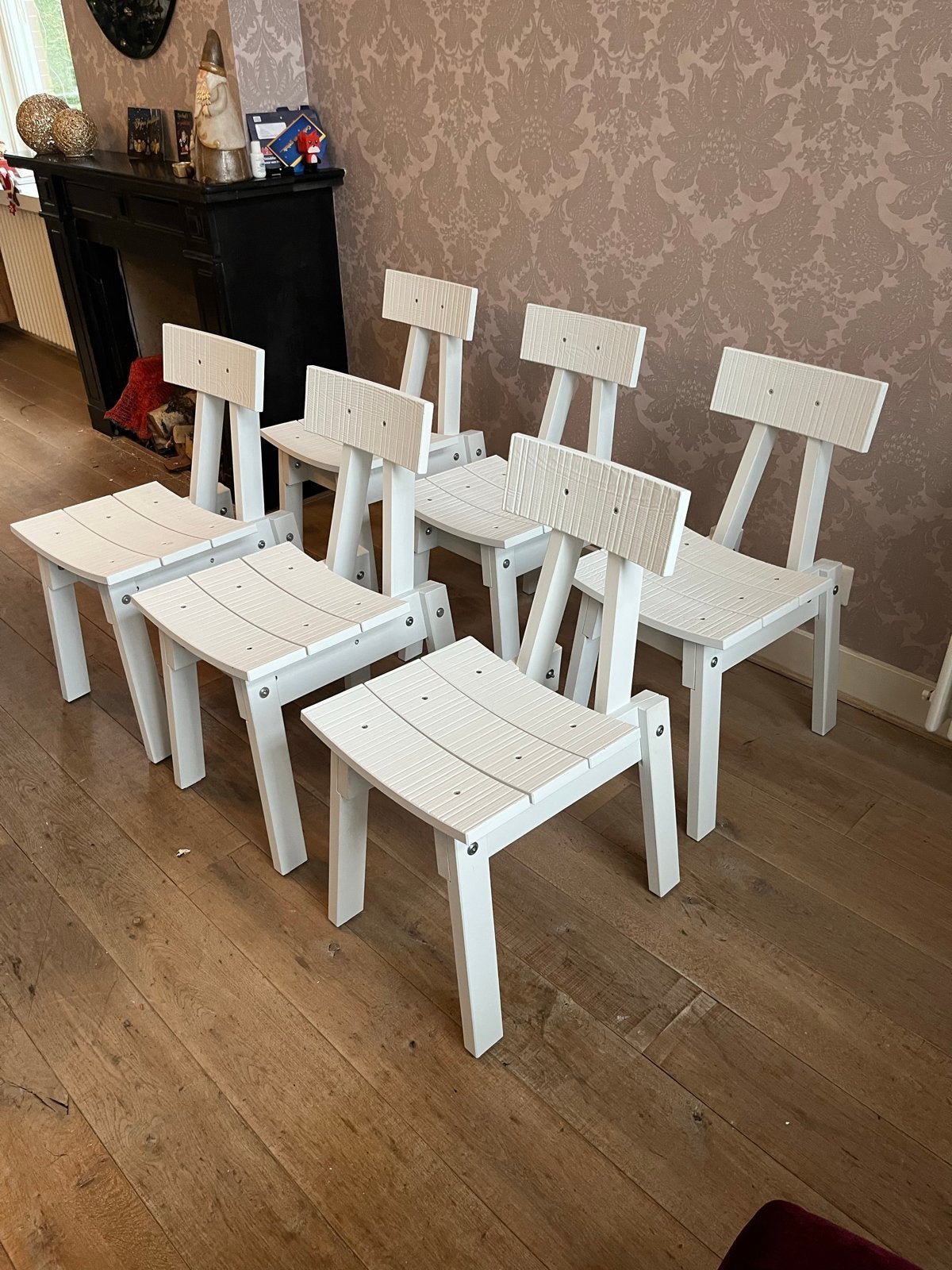 12 Designstoelen Piet Hein Eek x IKEA - Wit Krijtverf Tijdlo, Ophalen, Gebruikt, Wit, Vijf, Zes of meer stoelen