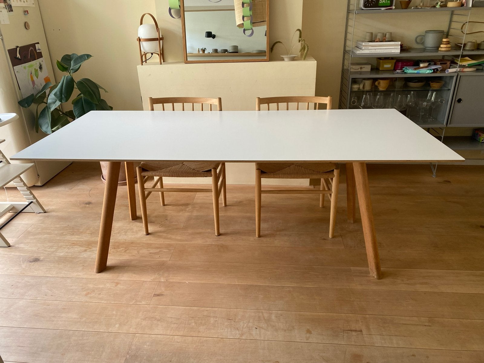 HAY CPH30 tafel 200x90 Eikenhout frame Wit laminate, Huis en Inrichting, 200 cm of meer, Zo goed als nieuw, Rechthoekig, 50 tot 100 cm
