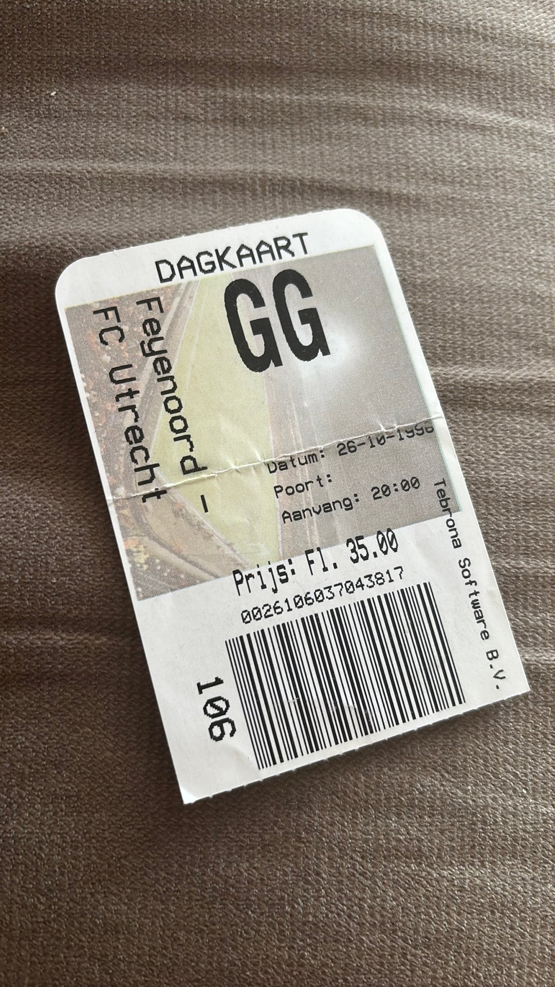 Oud stadionticket Feyenoord fc utrecht 1996, Ophalen of Verzenden, Zo goed als nieuw, Feyenoord