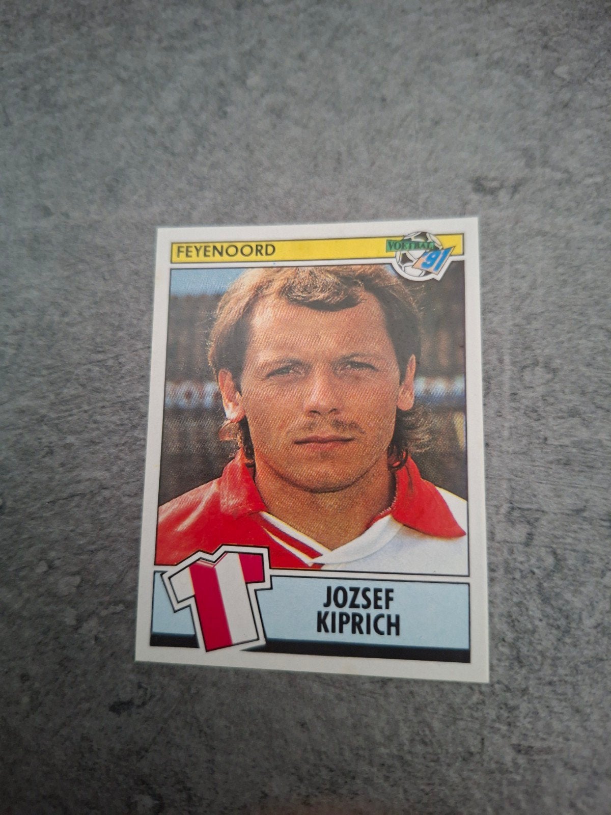 Panini sticker Voetbal 91. Speler Jozsef Kiprich Feyenoord., Verzenden, Zo goed als nieuw, Sticker