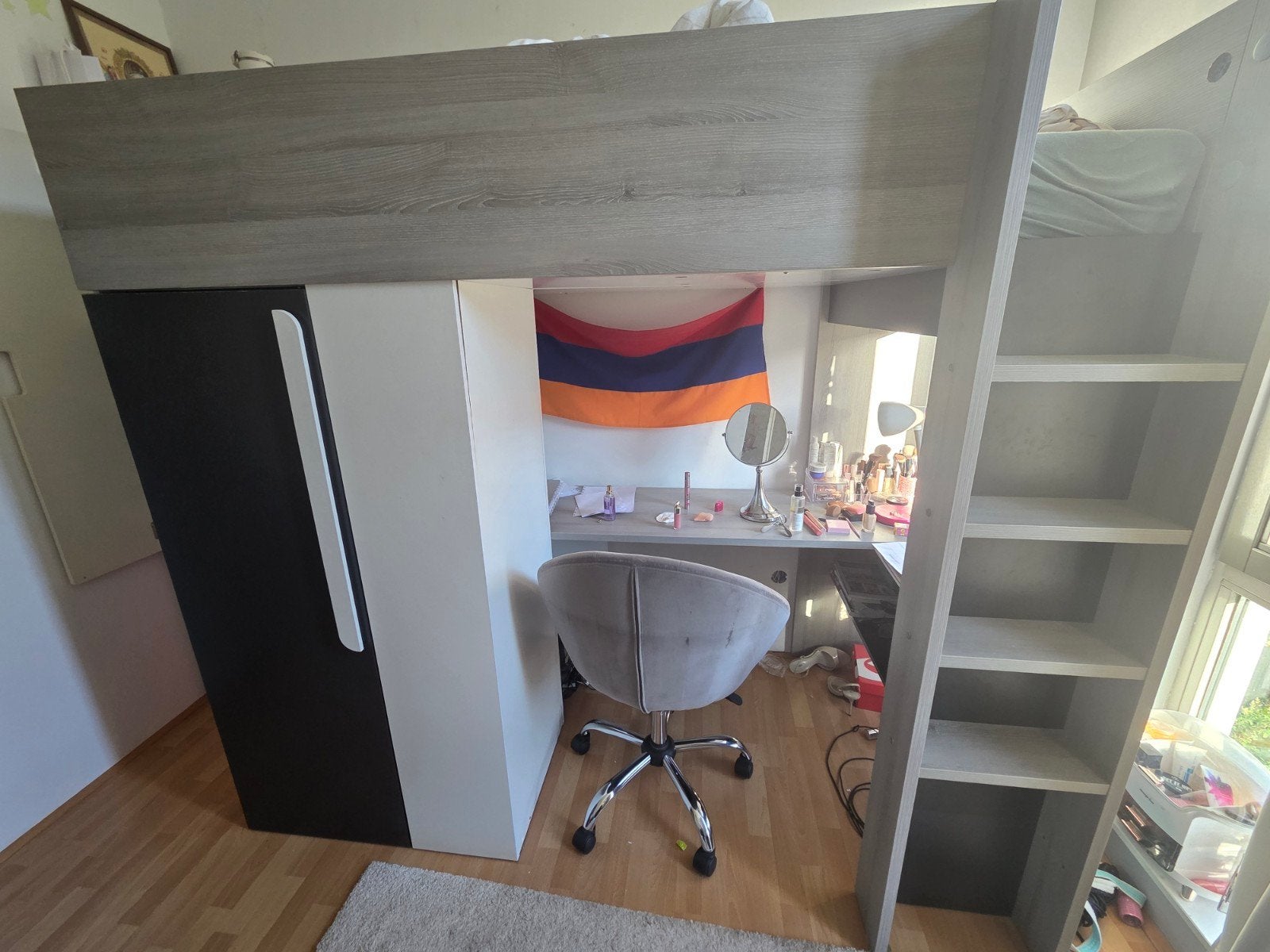 Hoogslaper met bureau en kledingkast, Ophalen, Gebruikt, Eenpersoons, 200 cm