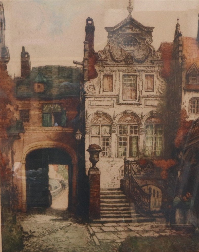 Alfred van Neste (1874-1969) - ets, Ophalen, Stadsgezicht, Genummerd, 1950 - 1999