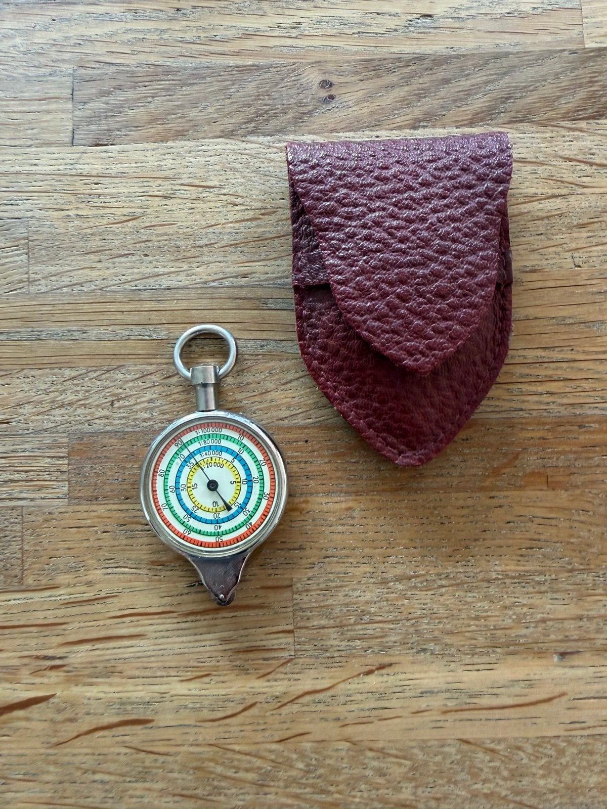 Vintage Kaartmeter met Leren Hoesje, Ophalen of Verzenden