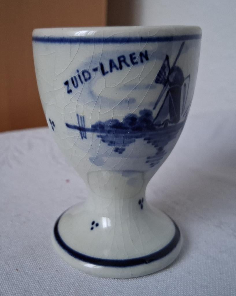 Zuidlaren eierdopje met molen Delfts + lepeltje *eureka*, Ophalen of Verzenden