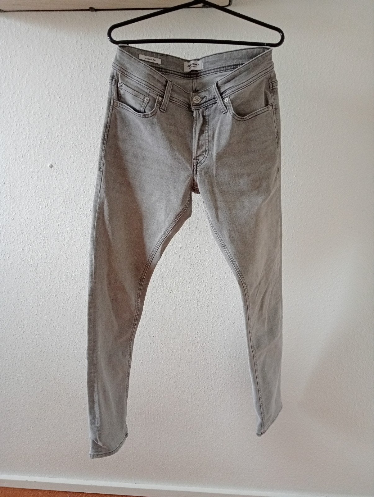 Jack & Jones Slim/Glenn spijkerbroek - Grijs, W32 (confectie 46) of kleiner, Ophalen of Verzenden, Grijs, Gedragen