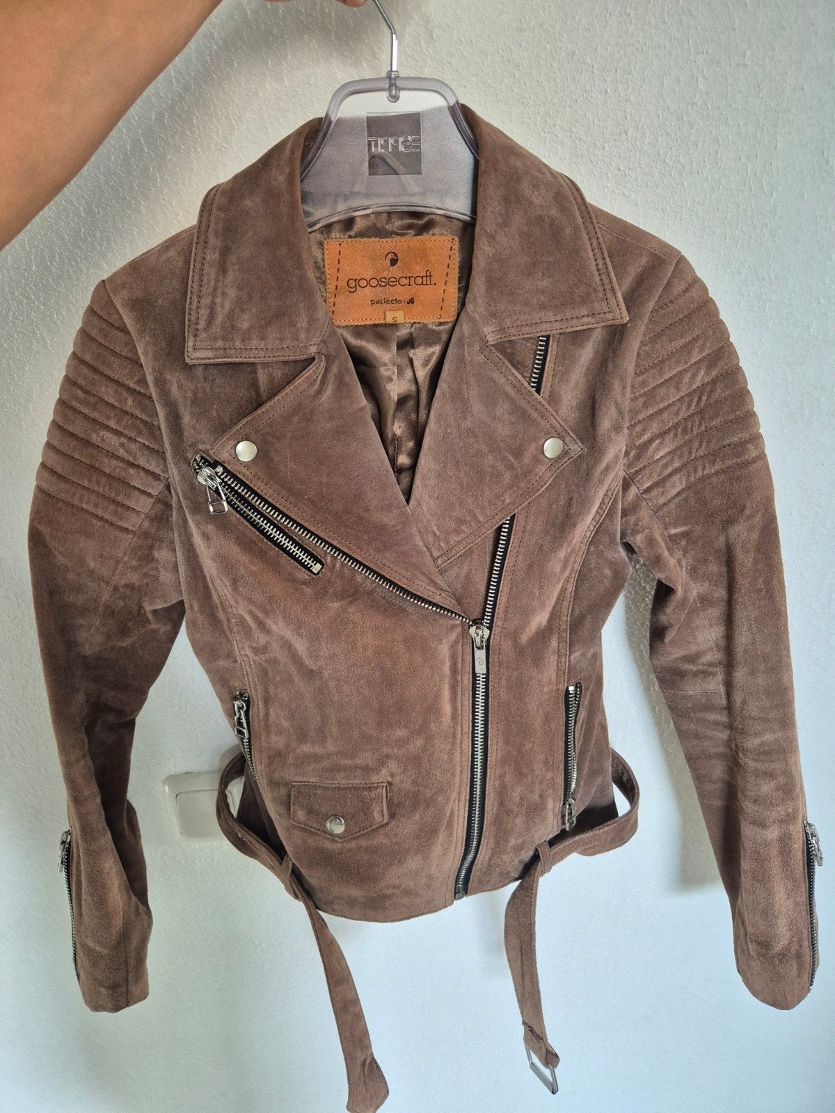 Goosecraft suède bikerjack - bruin, Kleding | Dames, Goosecraft, Bruin, Ophalen of Verzenden, Maat 36 (S)