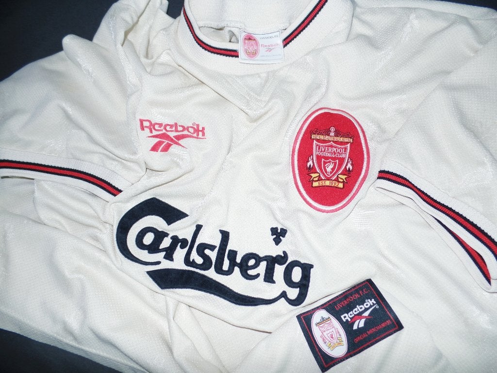 Vintage, Retro Reebok Liverpool Away Shirt, Jersey / 1996, Maat XL, Verzenden, Shirt