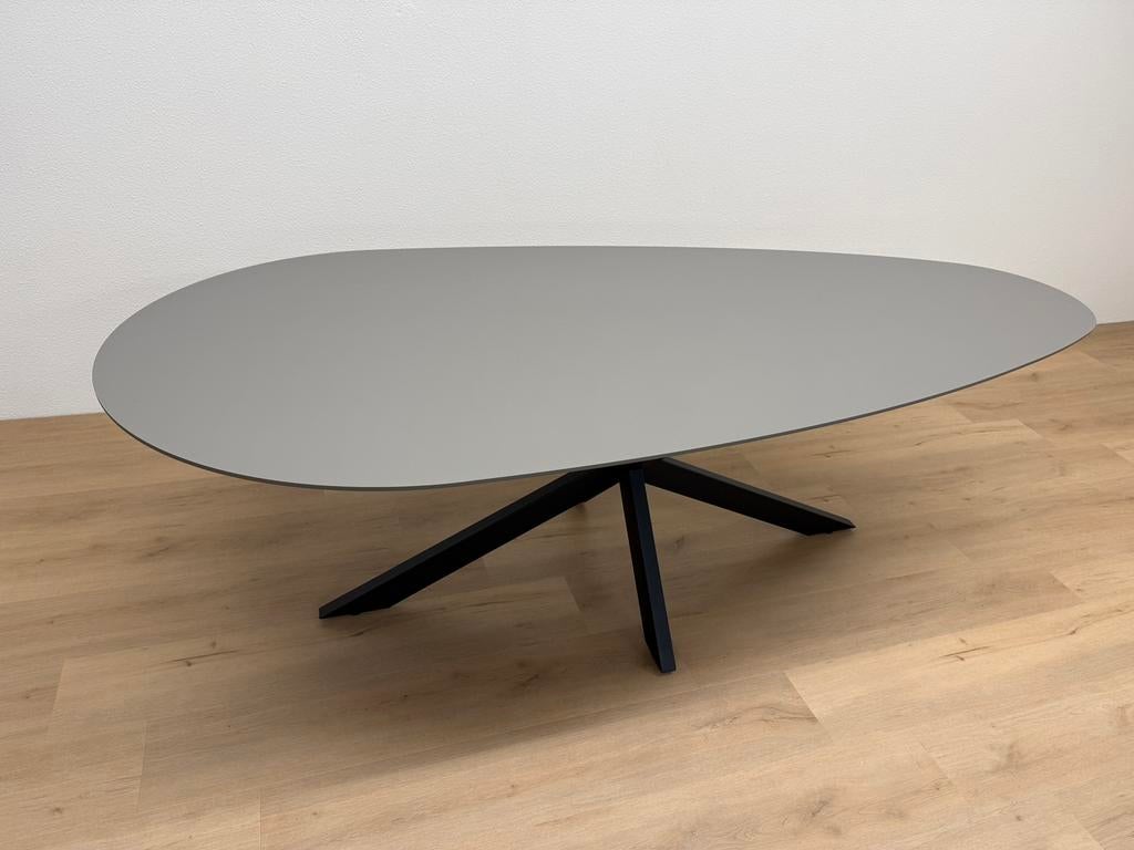 Organische eettafel HPL Antraciet 240x110 - Direct Leverbaar, 100 tot 150 cm, 200 cm of meer, Ophalen of Verzenden, Zo goed als nieuw