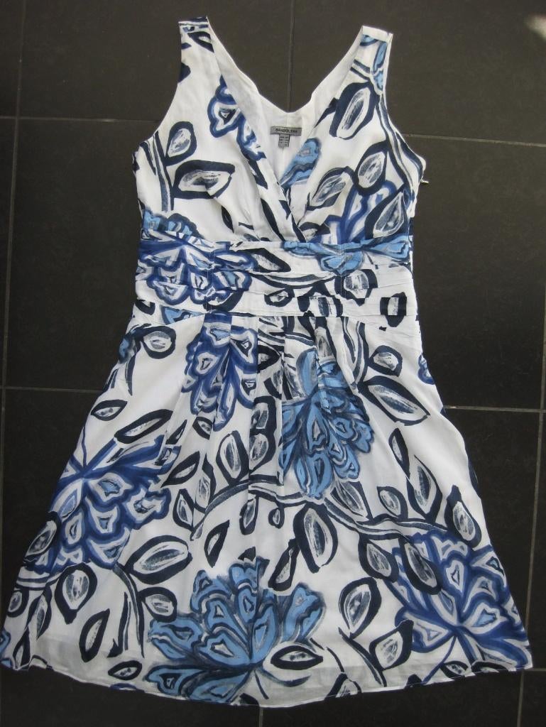 Bandolera jurk, blauw met wit, bloemen, maat 40, Maat 38/40 (M), Blauw, Ophalen of Verzenden, Zo goed als nieuw