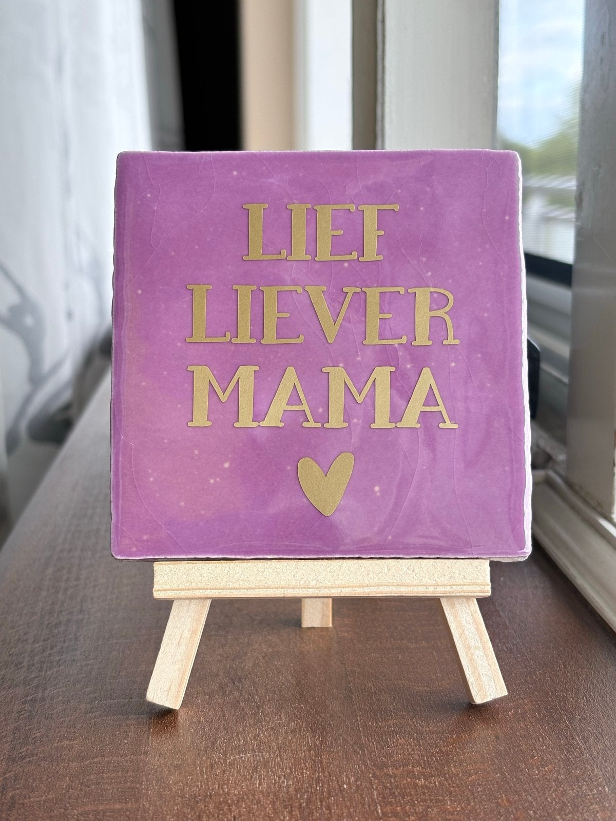 Tegeltje 'Lief Liever Mama' met standaardje, Nieuw, Ophalen of Verzenden, 11 cm, 11 cm