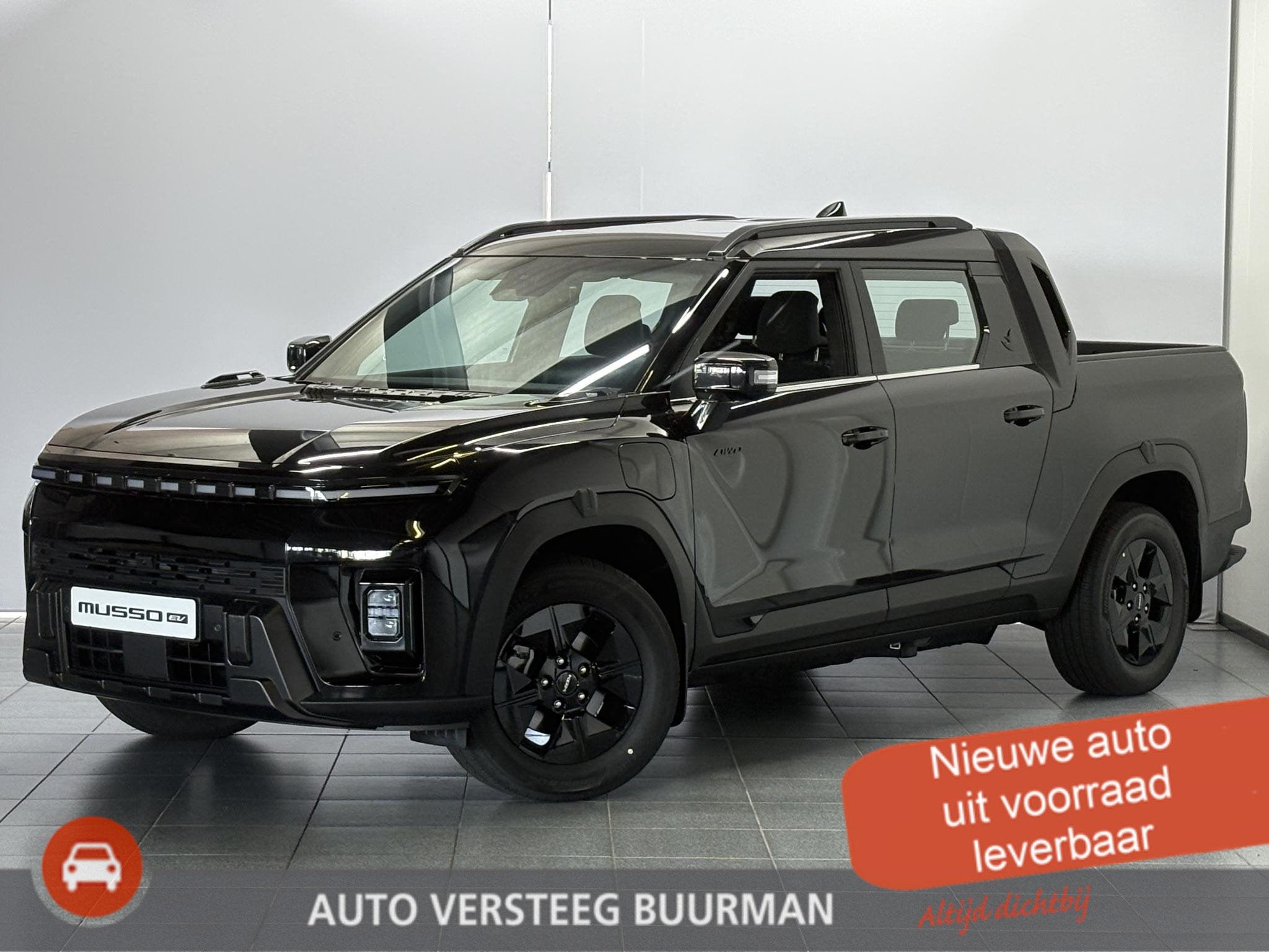 KGM Musso EV Titanium 80.6 kWh 4WD Luxe lederen bekleding, S, Auto's, 12 maanden, Stof, Zwart, Nieuw