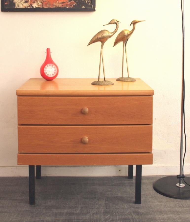 Vintage jaren 60 70 design ladekastje  nachtkastje halkastje, Huis en Inrichting, Slaapkamer | Nachtkastjes, Ophalen, Gebruikt