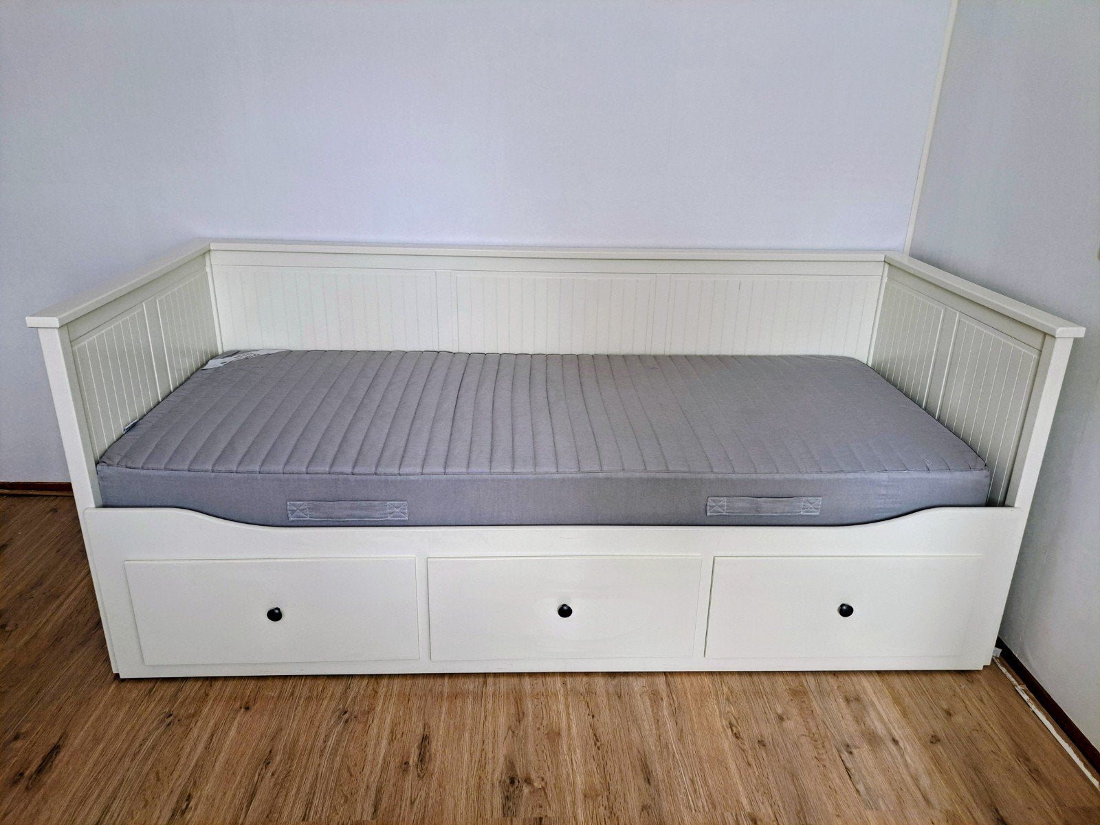 IKEA Hemnes Bedbank met 3 lades, wit, 80x200 cm, Ophalen, Wit, Tweepersoons, Zo goed als nieuw