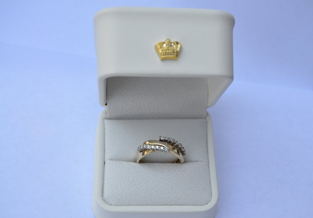 Bicor 14k "slag "briljant ring (Top wesselton), Ophalen of Verzenden, Zo goed als nieuw, 17 tot 18, Met edelsteen