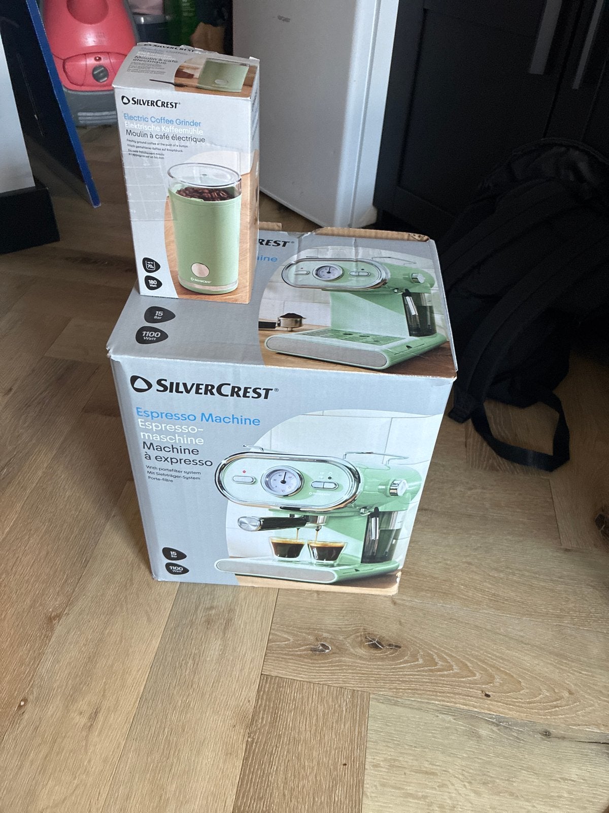 Silvercrest Espressomachine en Koffiemolen - Nieuw!, Ophalen, Espresso apparaat, Nieuw, Koffiebonen