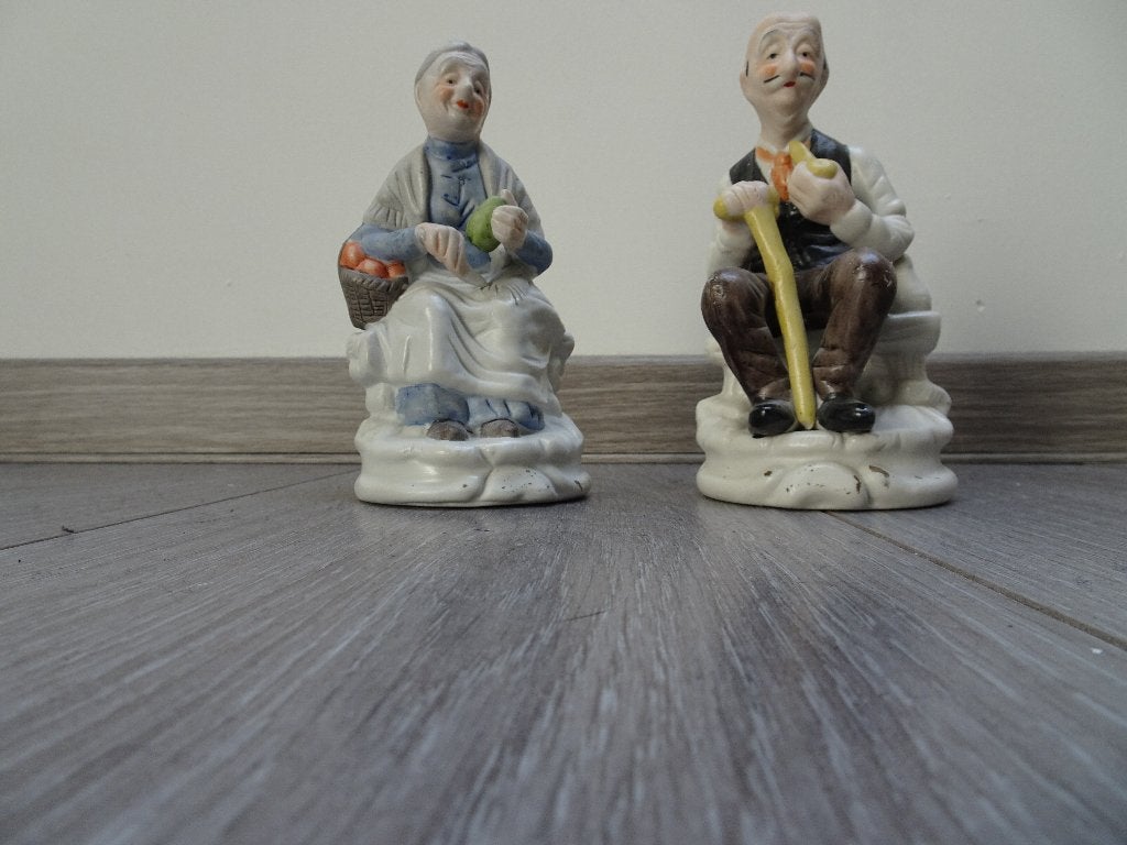 Vintage Beeldjes Opa & Oma Set van 2 Nostalgisch Brocante, Ophalen of Verzenden, Gebruikt, Mens