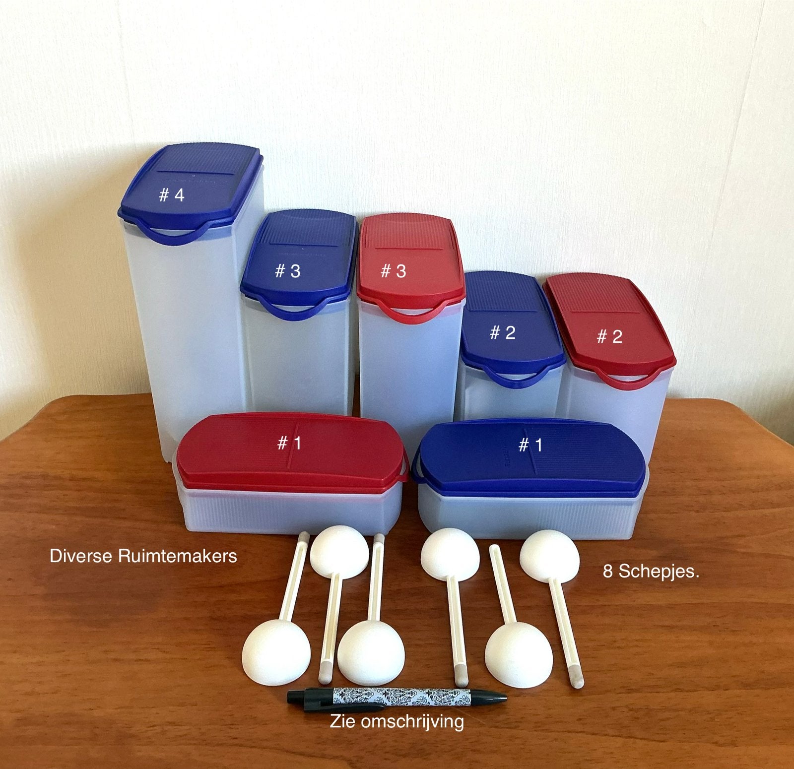 Tupperware Diverse Ruimtemakers Voorraadbussen + Schepjes., Huis en Inrichting, Keuken | Tupperware, Ophalen of Verzenden, Zo goed als nieuw