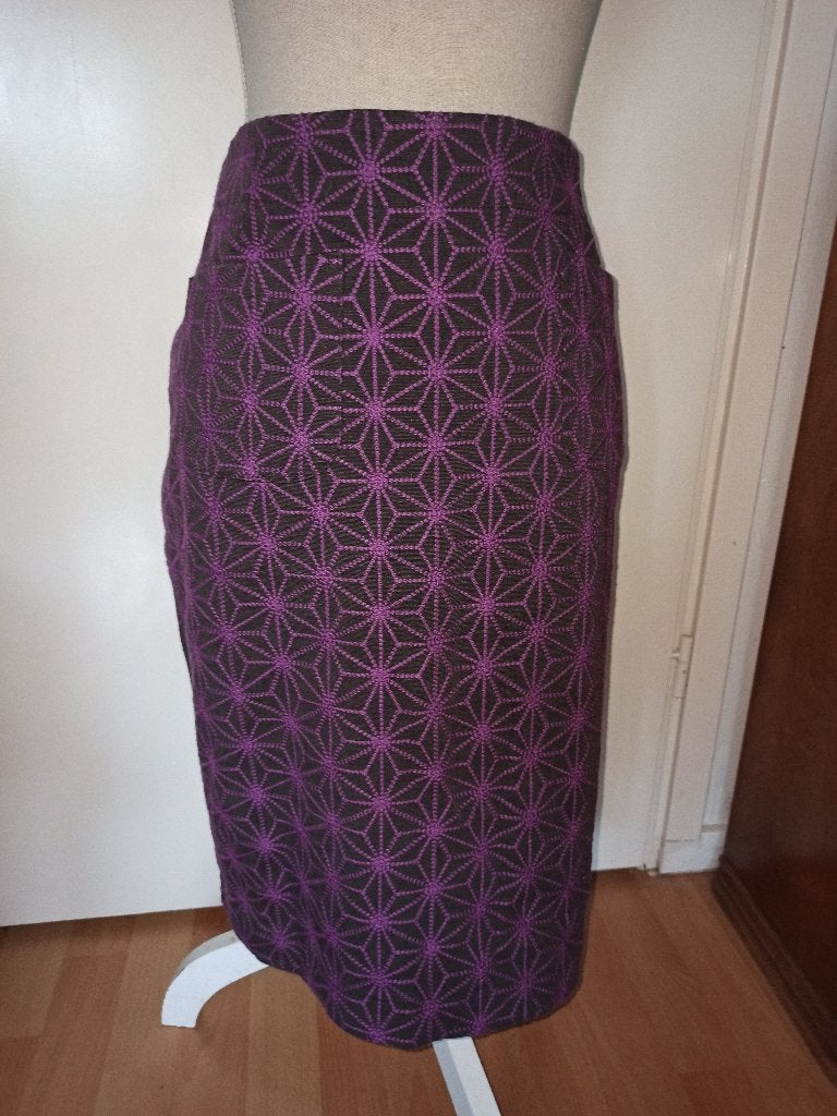 Trendy grafische paars bruine rok van Didi maat XL, Maat 46/48 (XL) of groter, Didi, Zo goed als nieuw, Knielengte