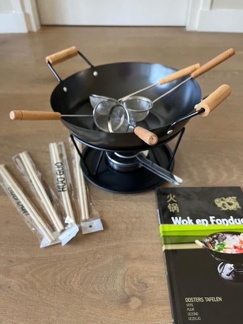 Chinese fondueset met kleine wok en alle toebehoren (NIEUW), Ophalen, Nieuw, Brander, Fondueset