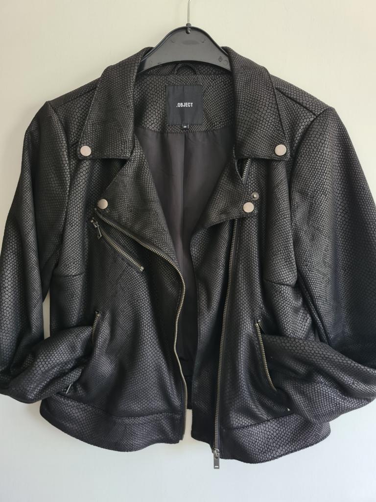 Object zwart imitatie leren bikerjasje Maat M, Maat 38/40 (M), Zwart, Object, Ophalen of Verzenden