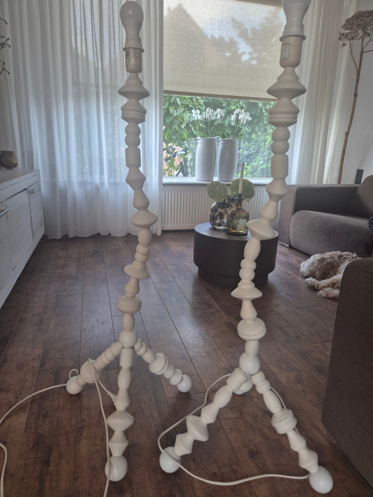 Set van 2 IKEA PS Svarva vloerlampen, wit, 150-200 cm, Huis en Inrichting, Ophalen, E27 (groot), Zo goed als nieuw, Modern, Speels, Scandinavisch