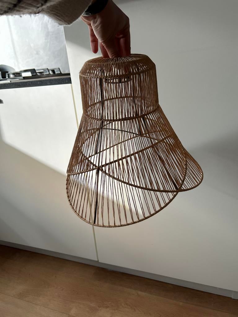 Rotan lampenkap, naturel, bohemien stijl, Huis en Inrichting, Lampen | Lampenkappen, Ophalen of Verzenden, Zo goed als nieuw, Overige vormen