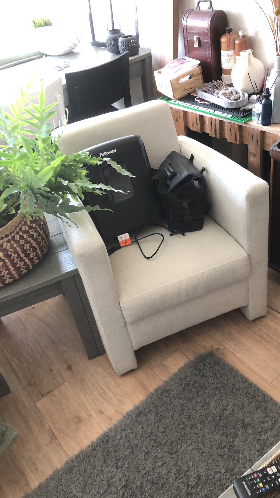 Feautuis, stoel, crème /beige/gebroken wit, Ophalen, Gebruikt, Eenpersoons, 75 tot 100 cm