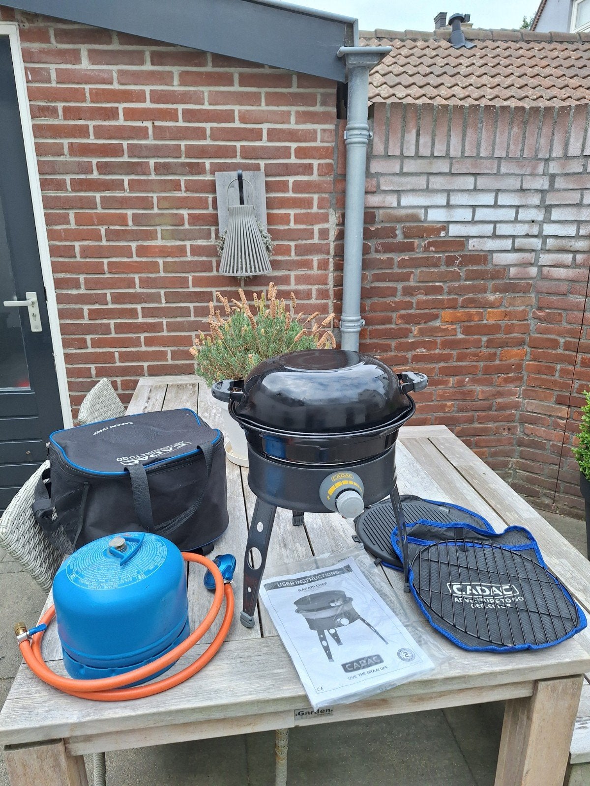 Cadac Safari Chef 2 BBQ/Grill met gasfles en accessoires, Caravans en Kamperen, Ophalen, Gebruikt
