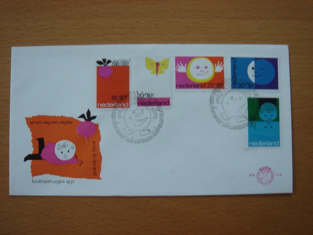 NVPH E114 1e Dag-enveloppe Kinderzegels 1971, Postzegels en Munten, Ophalen of Verzenden, Onbeschreven, Nederland