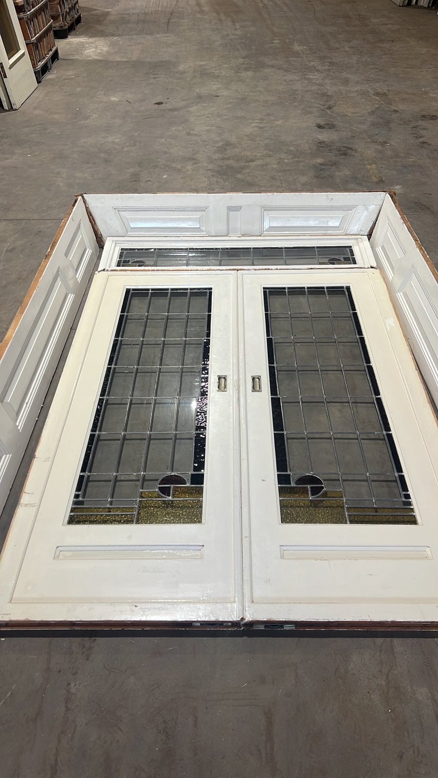 Antieke ensuite schuifdeuren glas in lood COMPLEET!, Doe-het-zelf en Verbouw, Deuren en Horren, 120 cm of meer, Binnendeur, Ophalen of Verzenden