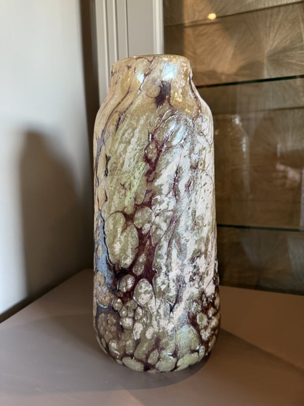 SALE!!! PTMD vaas Frances beige créme bloemenvaas glas VdlM, Met patroon/structuur, Beige, 34 cm, Nieuw