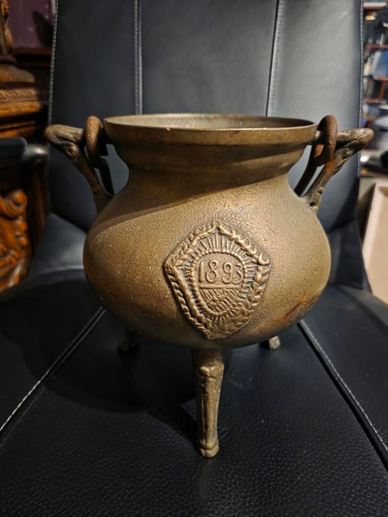 Antieke bronzen kogelpot ketel, Ophalen of Verzenden