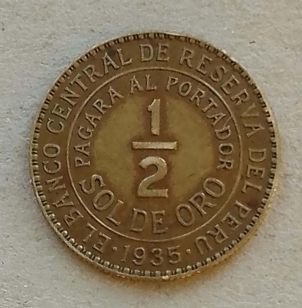 Peru, 1/2 sol 1935, Ophalen of Verzenden, Zuid-Amerika, Losse munt