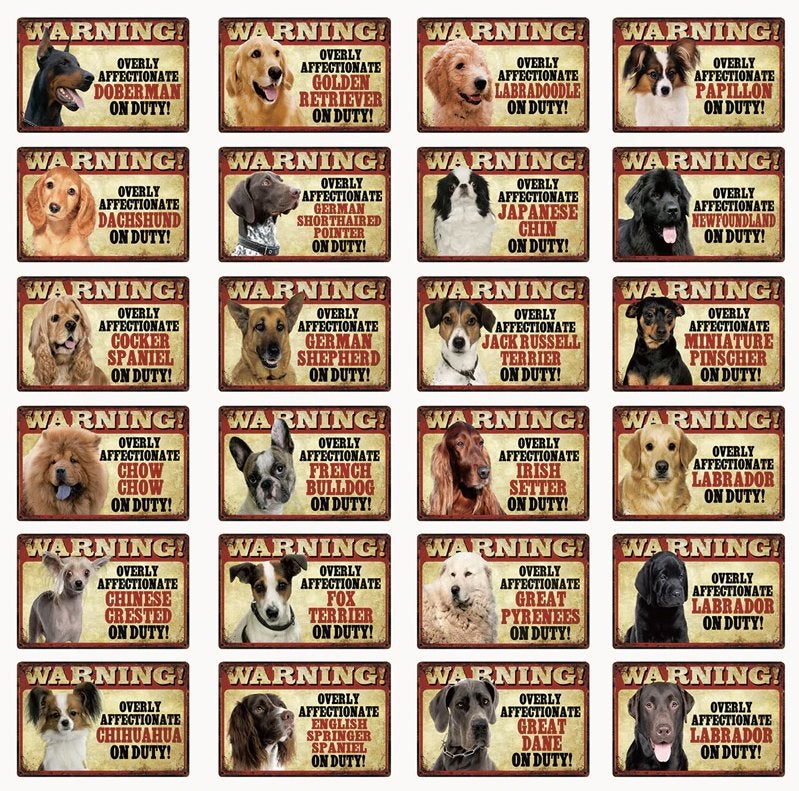 Honden Retro Vintage Metalen Bord Plaat Hond Waak Waken, Verzenden, Nieuw, Wandbord of Wandpaneel