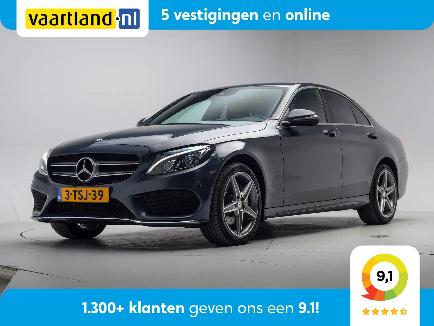 Mercedes-Benz C-Klasse 180 AMG Line Aut. [ LED Camera Leder, Auto's, Mercedes-Benz, Automaat, 1325 kg, Bedrijf, Sedan