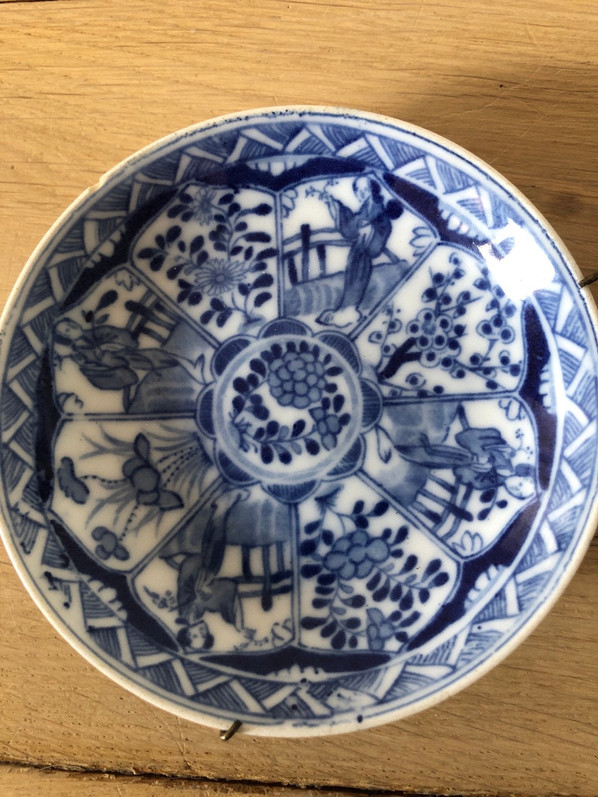Antiek Japans Imari Porseleinen Bord - Blauw/Wit, Ophalen of Verzenden