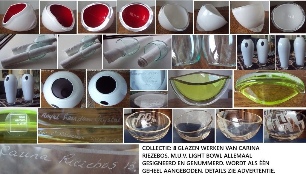 Carina Riezebos, collectie, 8 werken, gesigneerd, genummerd, Glas, Meerkleurig, Object, Ophalen of Verzenden