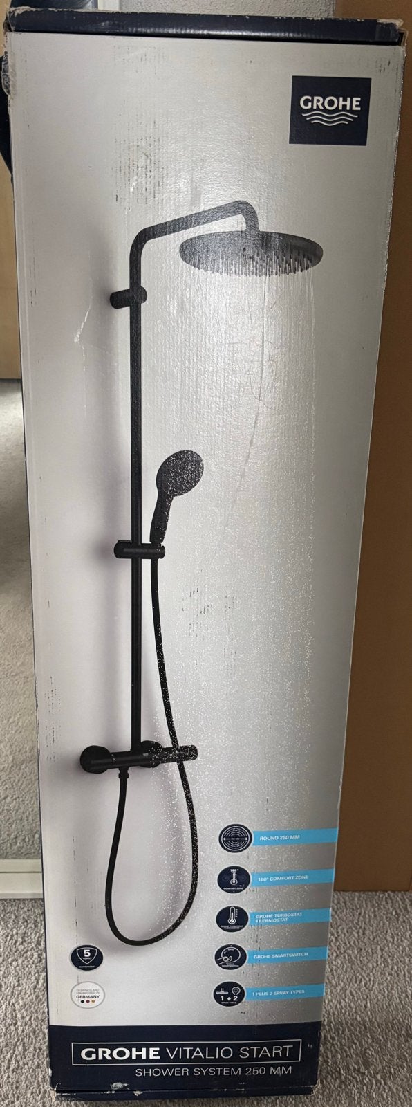 NIEUW Grohe Vitalio Start Douchesysteem 250 mm Mat Zwart, Ophalen, Nieuw, Douche
